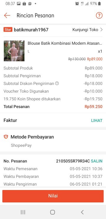 Atasan Batik Wanita Laurensia Potong Tengah 8831