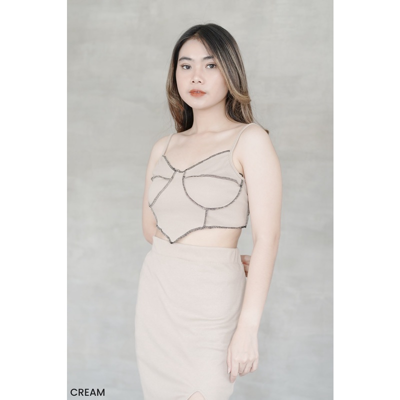 Bustier Knit Top Atasan Tank Top Wanita