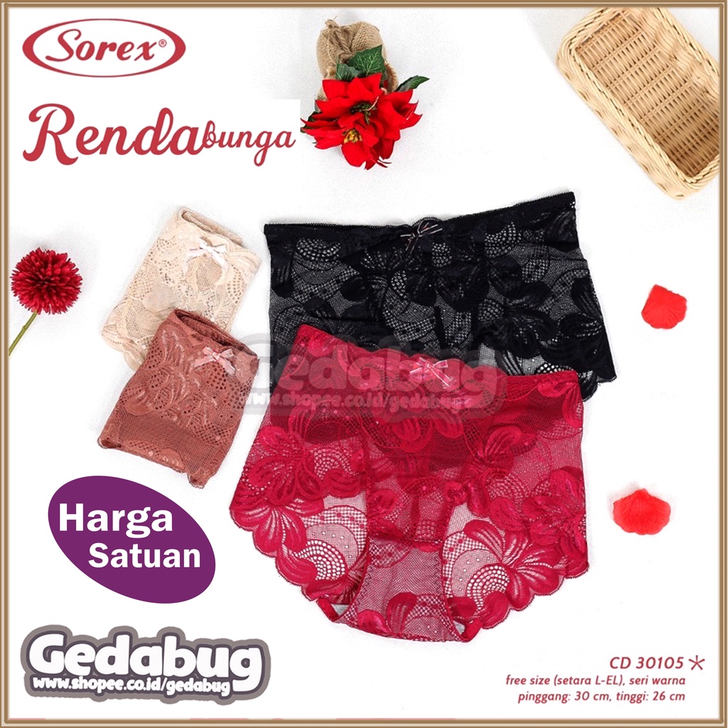 CD Sorex 30105 | Celana Dalam Wanita dewasa Semi Transparan Renda Bunga | Gedabug