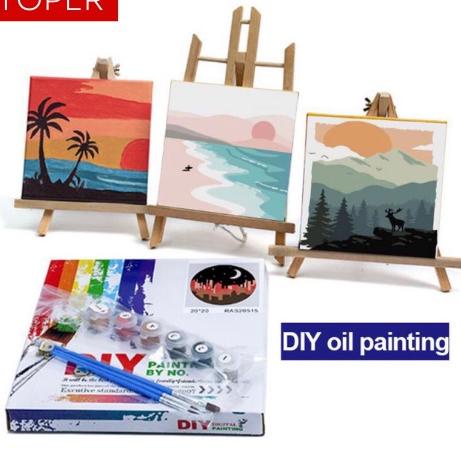 

ϟ Mumpung Lagi Ada] TOPER Paint By Number Kit DIY 20x20 Canvas (Free Kuas dan Cat Air) Painting Set/ Canvas Lukisan 20x20 .,,.,.,