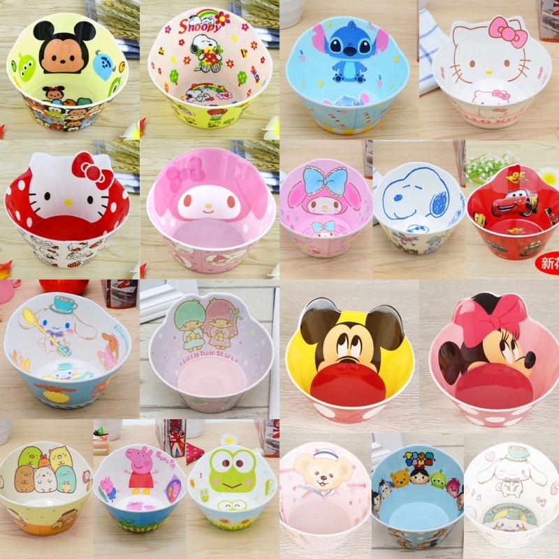 Mangkok Anak Melamin Karakter Sanrio Disney Kartun Mangkuk Kids Bowl/Mangkok Sanrio /Mangkok Disney