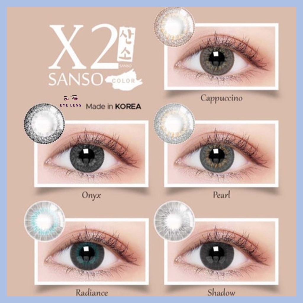 SOFTLENS X2 SANSO COLOR NORMAL &amp; MINUS -0.50 sd -3.00 FREE LENSCASE DIA 14.5 MM BY EXOTICON SHADOW PEARL CAPPUCINO RADIANCE / Softlen Soflen Soflens