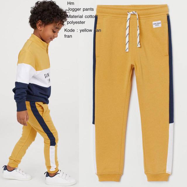 yellow jogging pants