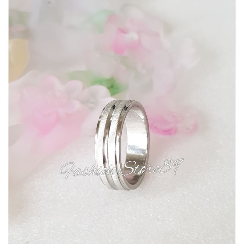 Cincin Pria Wanita Titanium Doff baris 2 Titanium impor Cincin single Couple Cincin pasangan fashion impor Anti Karat