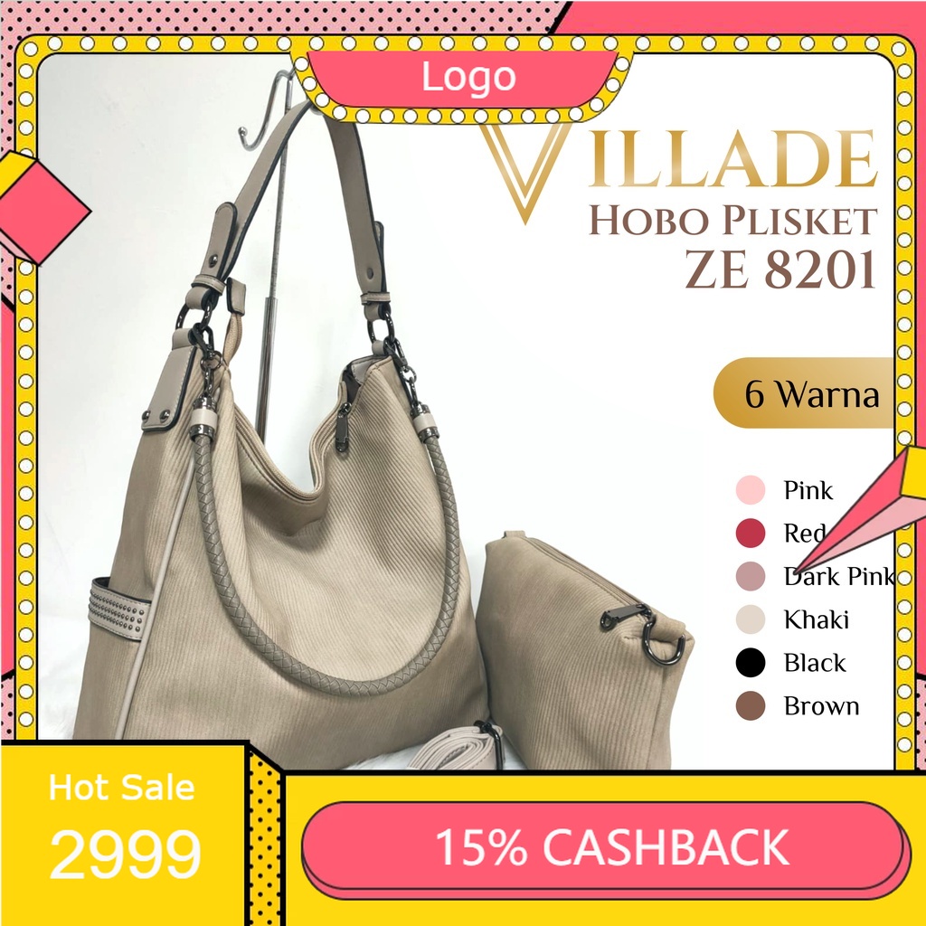Tas Wanita Import Villade Hobo plisket 8193 | Hobo Bag | Woman Bag | Tas Wanita Elegan