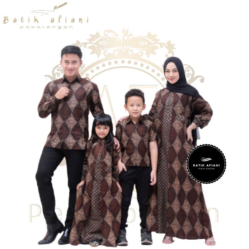 Batik Couple Keluarga Gamis Busui Motif Prasasti Batik Keluarga Seragam