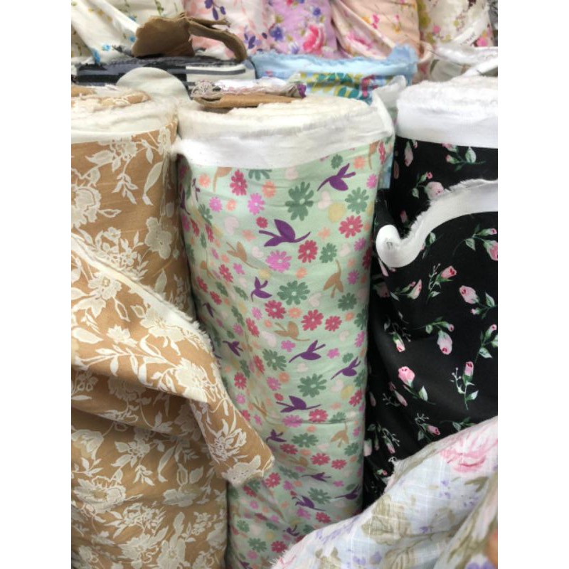 bahan kain katun jepang catton caton japan desain motif bunga warna warni campur lucu