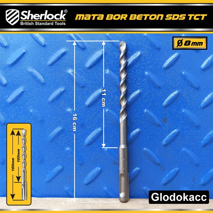 Mata Bor Beton SDS Material TCT / Sherlock Panjang 160 mm x Diameter 8 mm