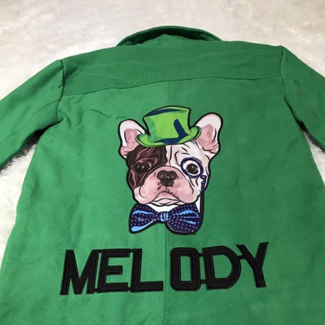 CT4 MANTEL COAT BLAZER WOLL HANGAT IMPORT WANITA ASIA EROPA KOREA BRITISH MELODY DOG DISNEY GREEN