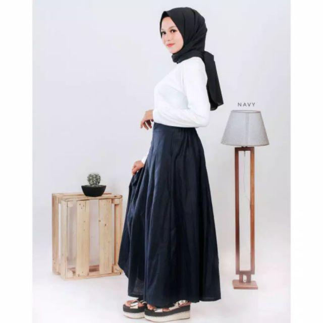 Rok rempel panjang/rok linen rami terbaru | Shopee Indonesia