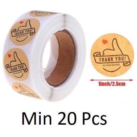 

TQK05 Per Pcs Sticker Label Logo Tempel Thank You Bulat D 2.5 Seal Kemasan Packing Black Thumbs Up