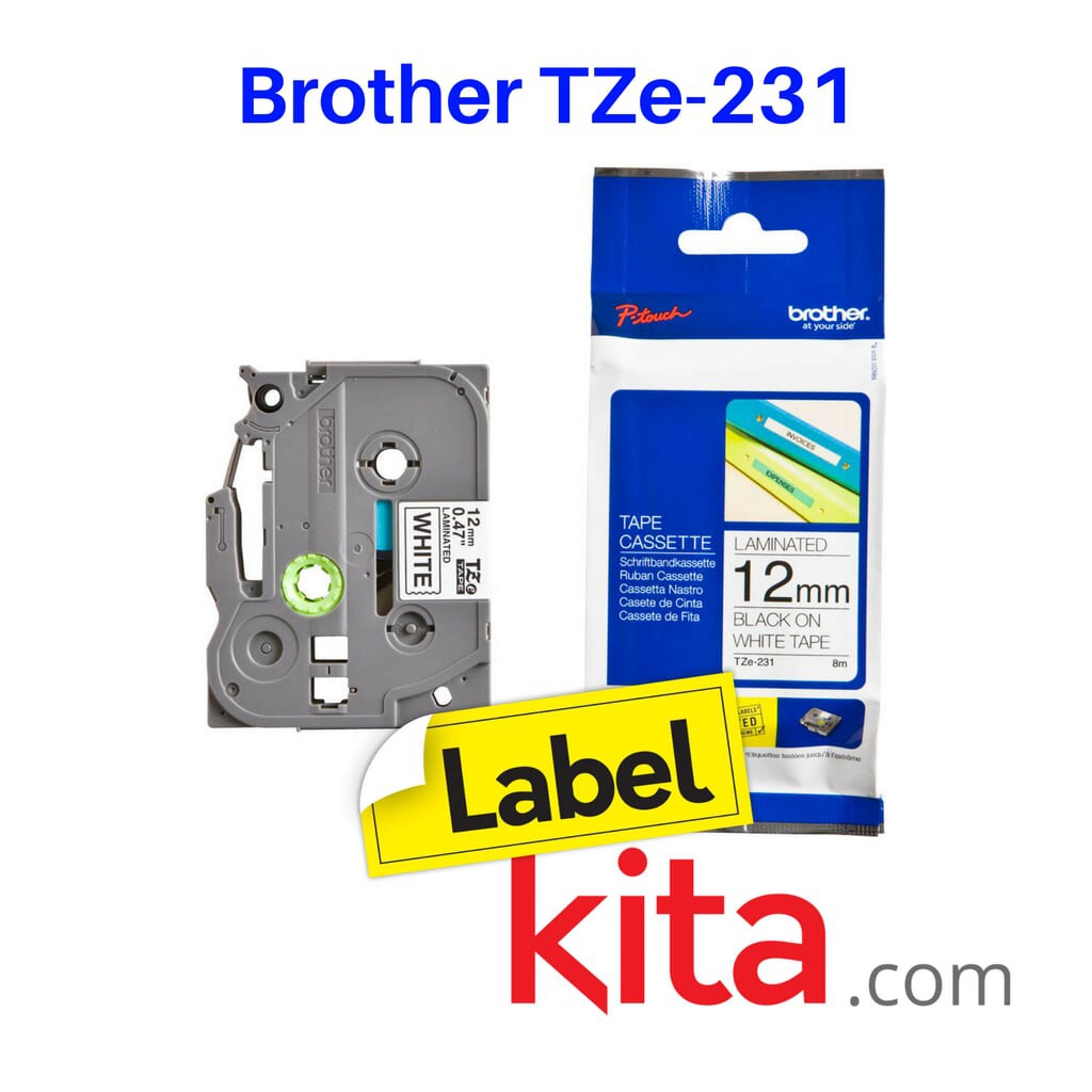 

Brother Laminated Label Tape TZe-231 | TZe 231 12mm Black on White