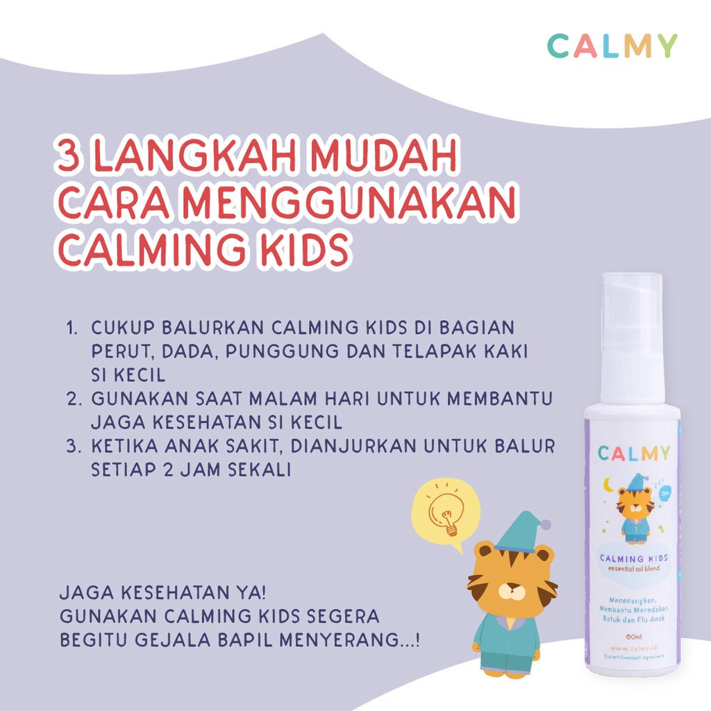 Calmy Calming Kids - Minyak Balur Premium Untuk Membantu Meredakan Demam, Pilek dan Gejala Flu Anak, Solusi Tanpa Obat