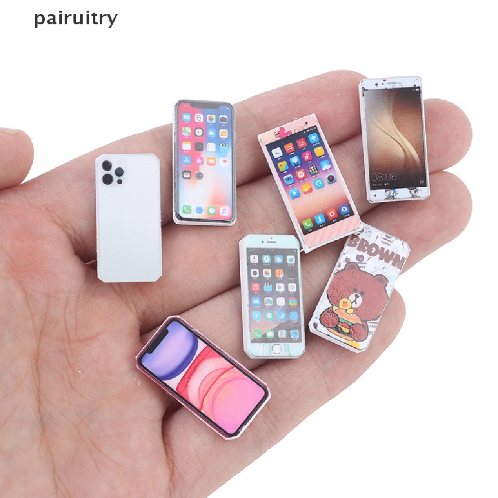 Prt 1PC Miniatur Handphone Skala 1: 12 Untuk Aksesoris Rumah Boneka PRT