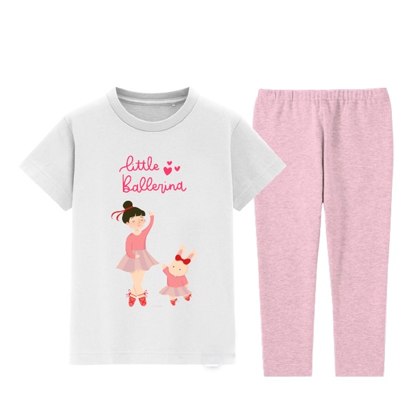 Piyama Little Ballerina Untuk Anak Perempuan Usia 2-8 Tahun Bahan Katun Combed 30s