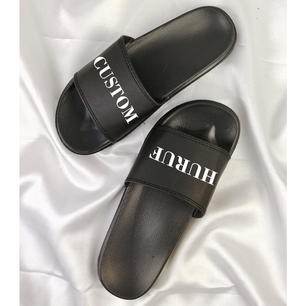 Sandal Custom Slide Selop Karet Pria Thostee Phylon Hitam Aio