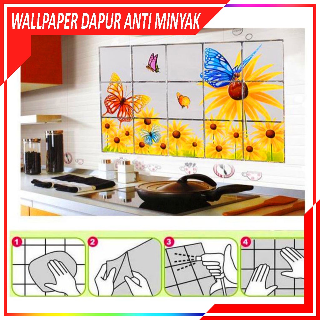 Wallpaper Stiker Dapur Anti Minyak Anti Air Anti Api / Stiker Dinding Dapur / Wall Sticker Aluminium