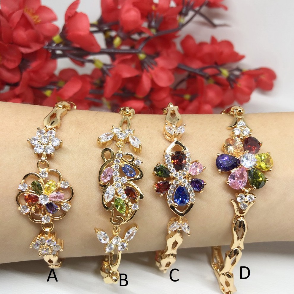 Gelang Xuping Lapis Emas 18k Gold Motif Bunga Merah - BB074