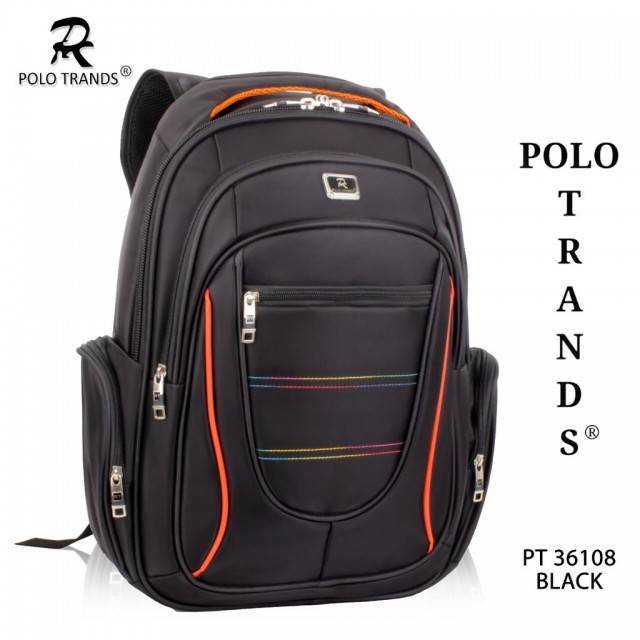 Polo Trands 36108 [ORIGINAL BRANDED] Tas Ransel Laptop FREE Rain Cover Pria/Wanita