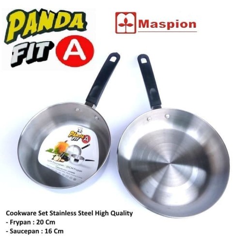 02 MASPION FIT A Panda Milkpan dan Frypan Stainless Set . terbaik
