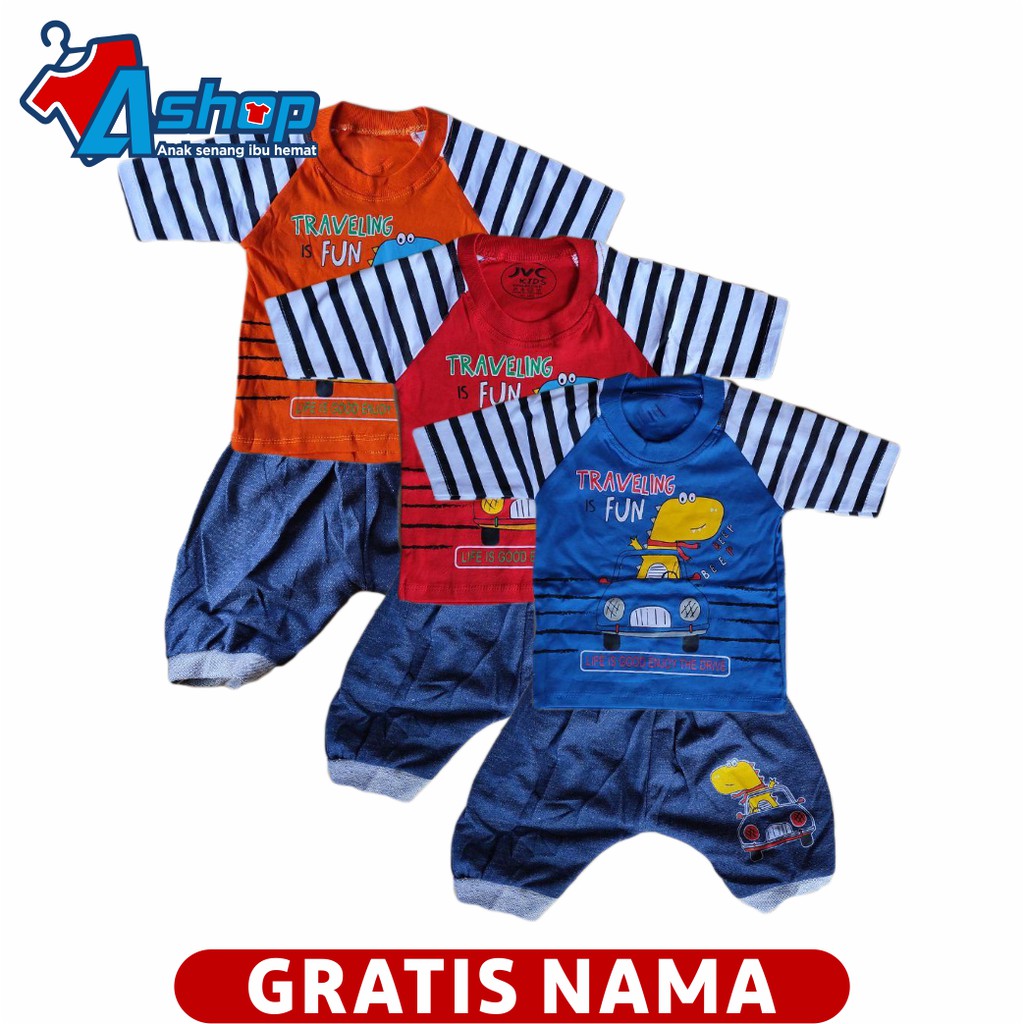 Baju Setelan Bayi 0-18 Bulan Motif Dino