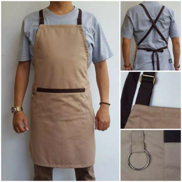 Apron Full 3saku Warna Mocca Bahan Tebal American Drill Yg Bagusnya Bukan Water Proof Non Plastik