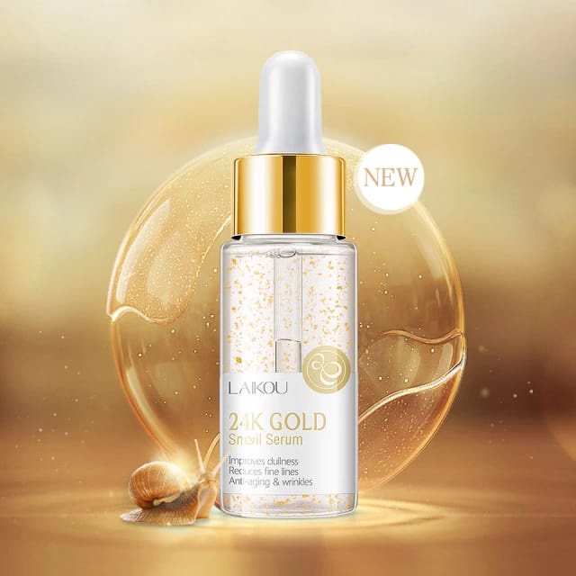 SERUM LAIKOU 24K GOLD SNAIL - SERUM Wajah Glowing ORIGINAL IMPORT 15ml | Snail Serum Siput