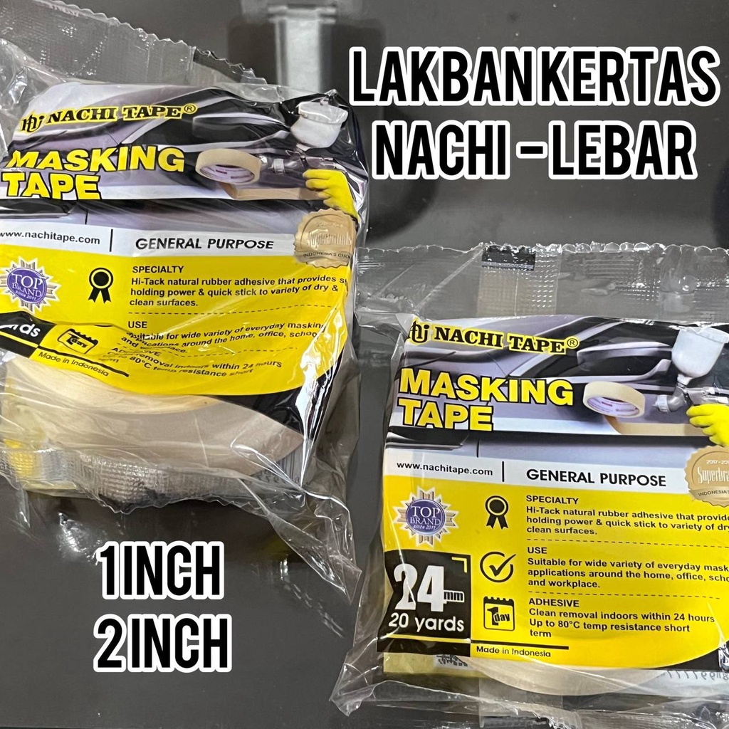 

Lakban Kertas NACHI / Masking Tape / Lem Kertas Nachi 1 dan 2 inch