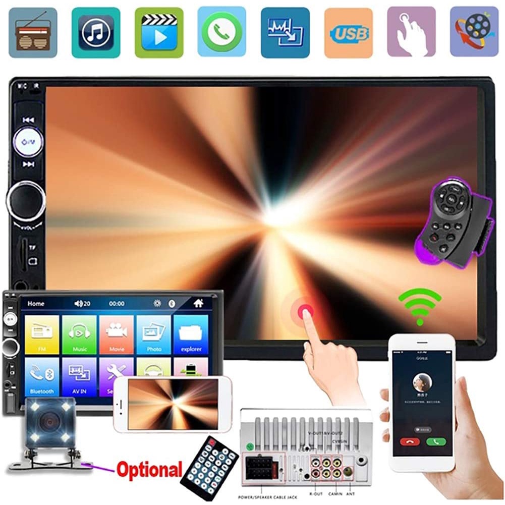 Paket Tape Mobil Head unit touch screen 7 inch MirrorLink termasuk kamera mundur