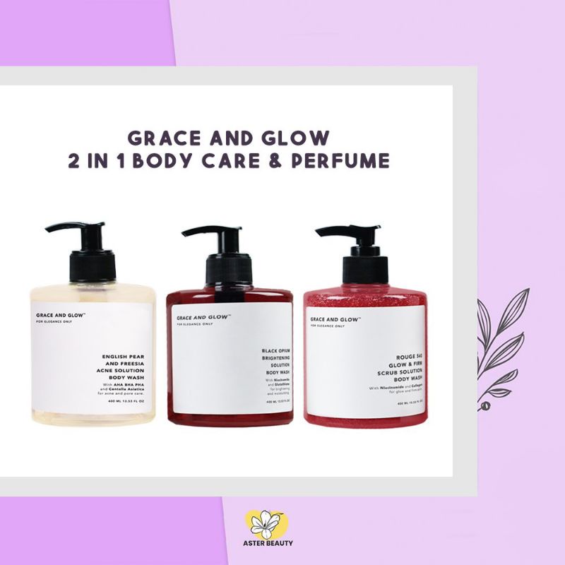 GRACE &amp; GLOW BLACKk OPIUM BRIGHTENING BOOSTER PEAR AND FREESIA ANTI ACNE SOLUTION BODY WASH