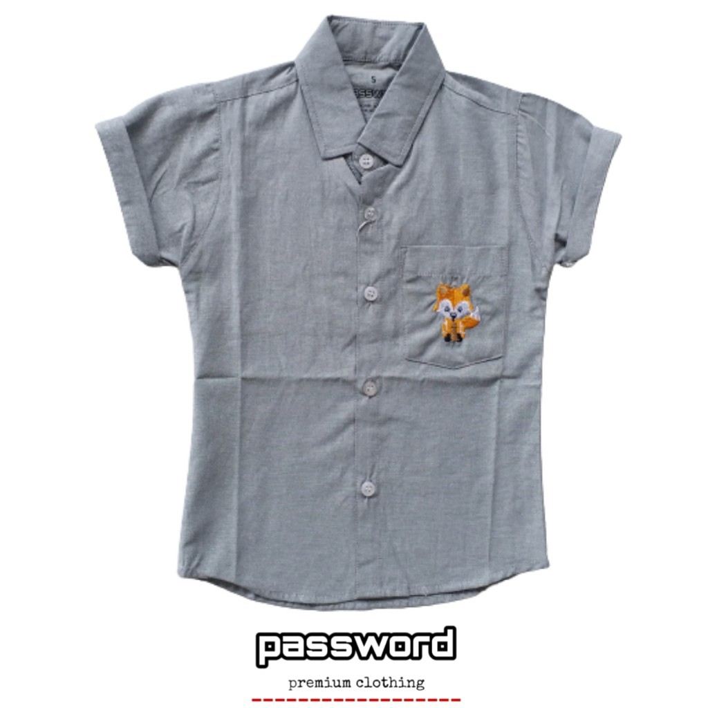 plazababyku PASSWORD ATASAN KEMEJA LIL FOX Baju Anak Laki Bahan Oxford 1 - 7 Tahun