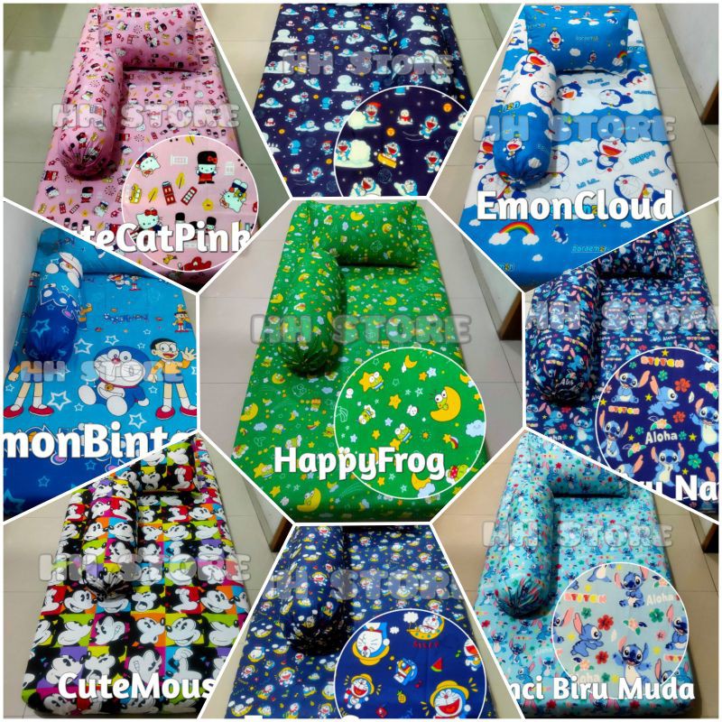 HARGA OBRAL Sprei Sudut Karet No 3 Ukuran 120x200x15 set 1 Sarung Bantal + 1 Sarung Guling Motif Karakter