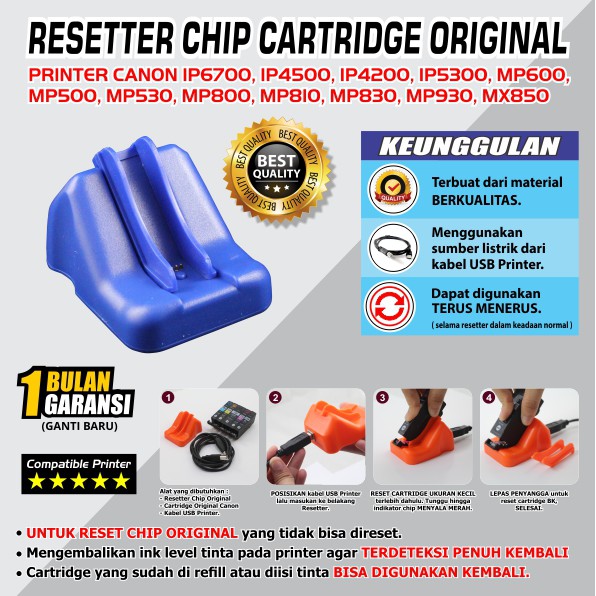 Resetter Chip Cartridge Original Canon IP4500 IP4200 IP4300 IP5300 IP6700 MP600 Kode PGI-5 &amp; CLI-8