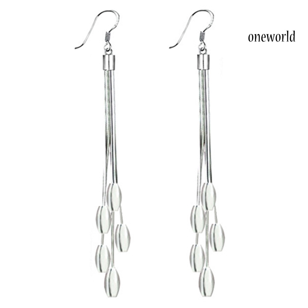 OW@ Ear Hook Stylish Eye-catching Long Tassel Long Tassel Drop Dangle Hook Earrings for Wedding Party Prom