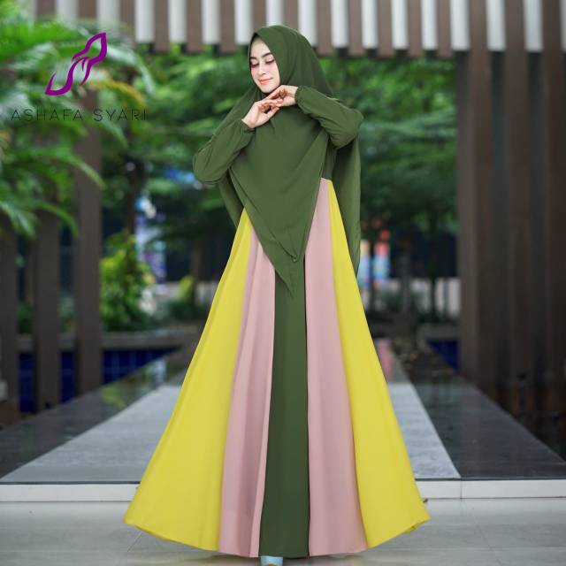 Syari najwa set rainbow flowy asyafa syari