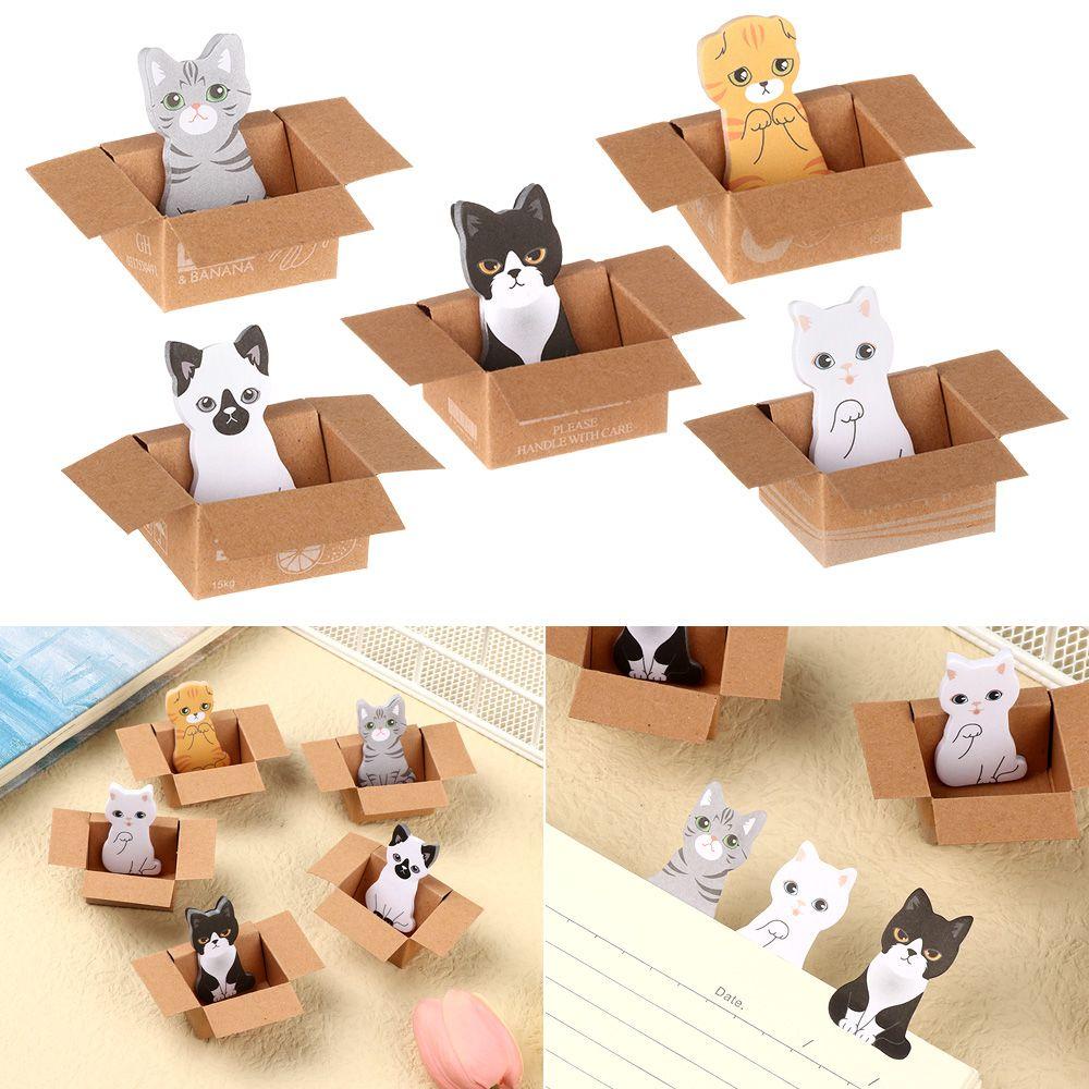 Populer Kartun Kucing Sticky Notes Self-adhesive Stationery Stiker Lucu Bookmark Memo Pad