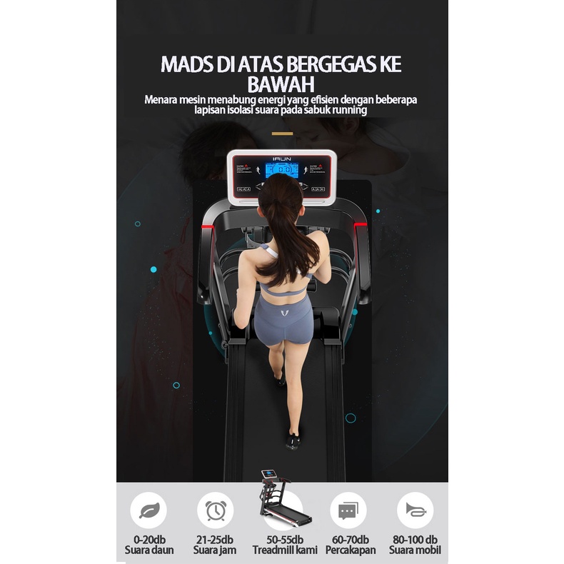 YEESALL Treadmill rumah kebugaran lipat multifungsi mini treadmill listrik A6S