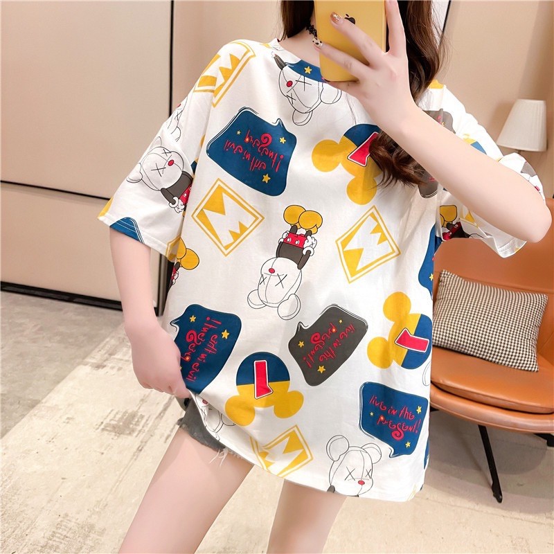 Kaos Oversize Import Mickey Kaws | KI123 | Atasan Bigsize Tshirt Fashion Wanita