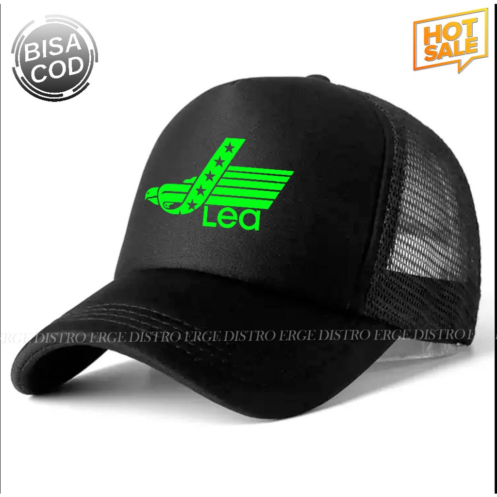 COD Topi distro LEA Logo Neon Premium Quality Pria Wanita  - Topi Trucker Jaring Good Quality
