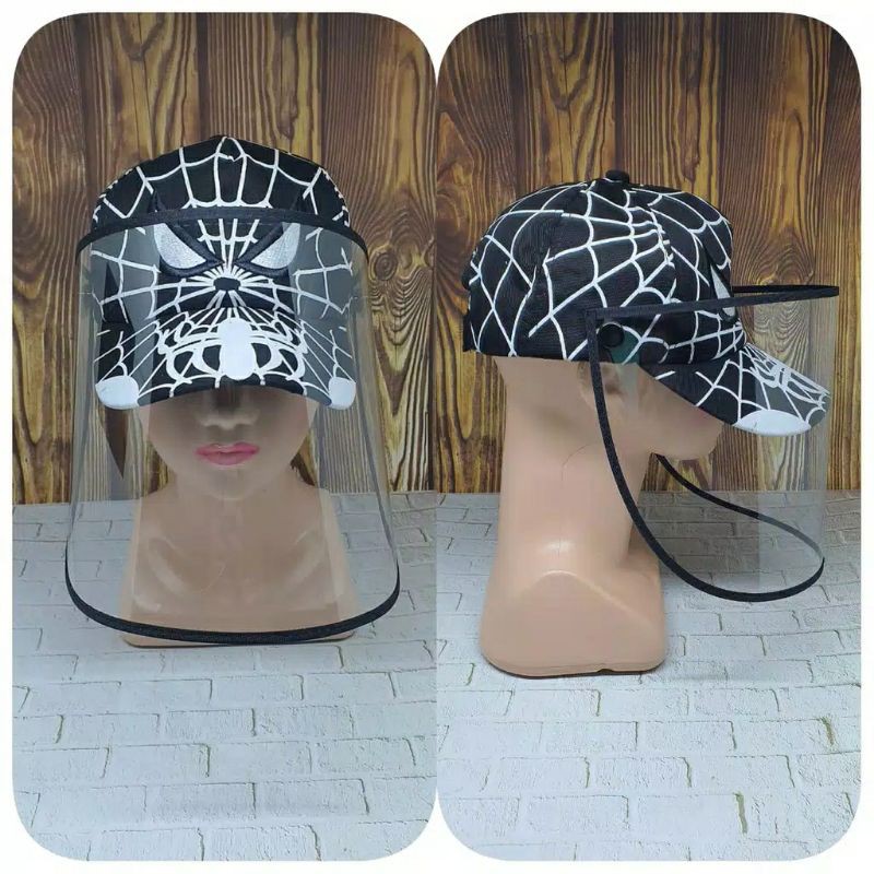 topi anak pelindung wajah facield model spyderman