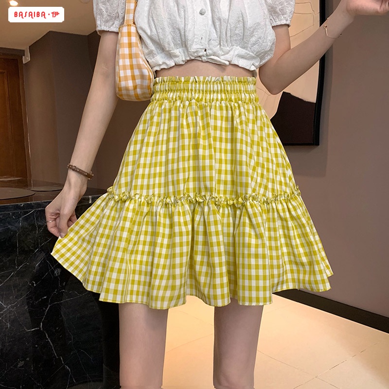 【SALE】Korean Ruffle Pleated Square Mini Skirt Rok Mini Motif Kotak Kotak Rempel 1322 (XS-XL)