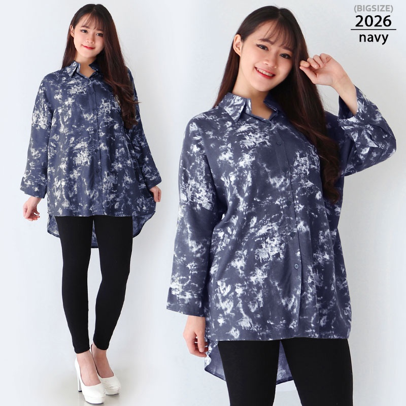 Arena - Kemeja Wanita Oversized Tangan Panjang-2026 - navy