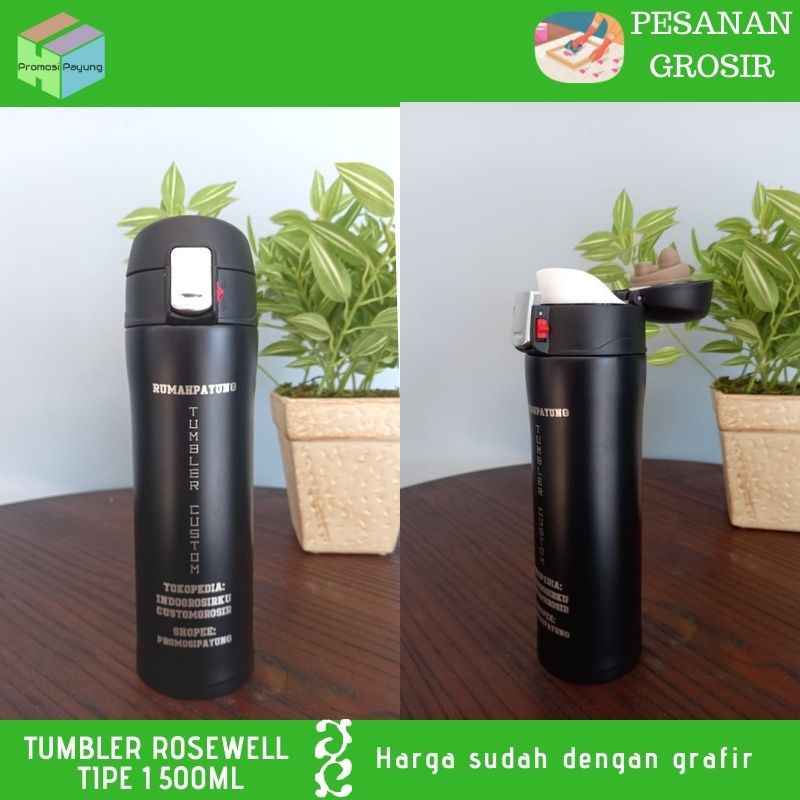 Tumbler Custom Grosir tumbler rosswell tipe 1 500ml cetak Nama Logo Laser Grafir Souvenir Promosi