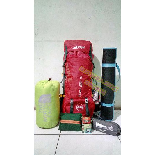 Paket Hemat Carrier Tas Gunung Rei Toba 35 plus 5L 40L 40Lt 40 Liter Matras Headlamp Sleepingbag Po