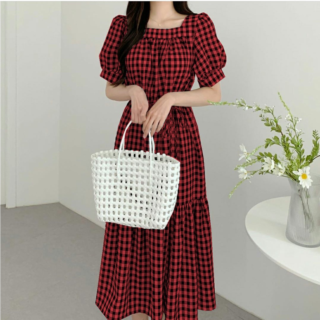 [MCFK] Dress Samola / Dress Kotak-Kotak Wanita / Longdress Casual / Dress Korea / Dress / Pakaian Wanita Terbaru