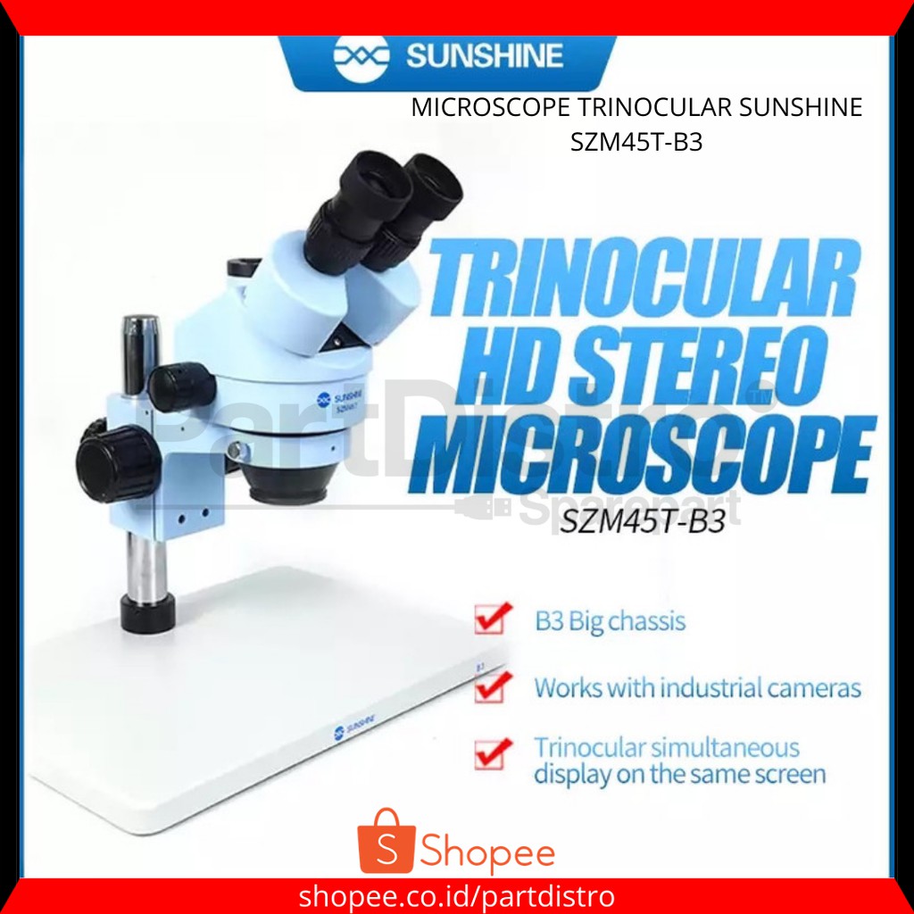 MICROSCOPE TRINOCULAR SUNSHINE SZM45T-B3 + LED