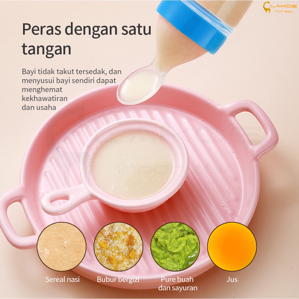 LAKOE  Sendok Makan Bayi Botol Dot SIlikon Praktis Silicone Baby Spoon Dispenser