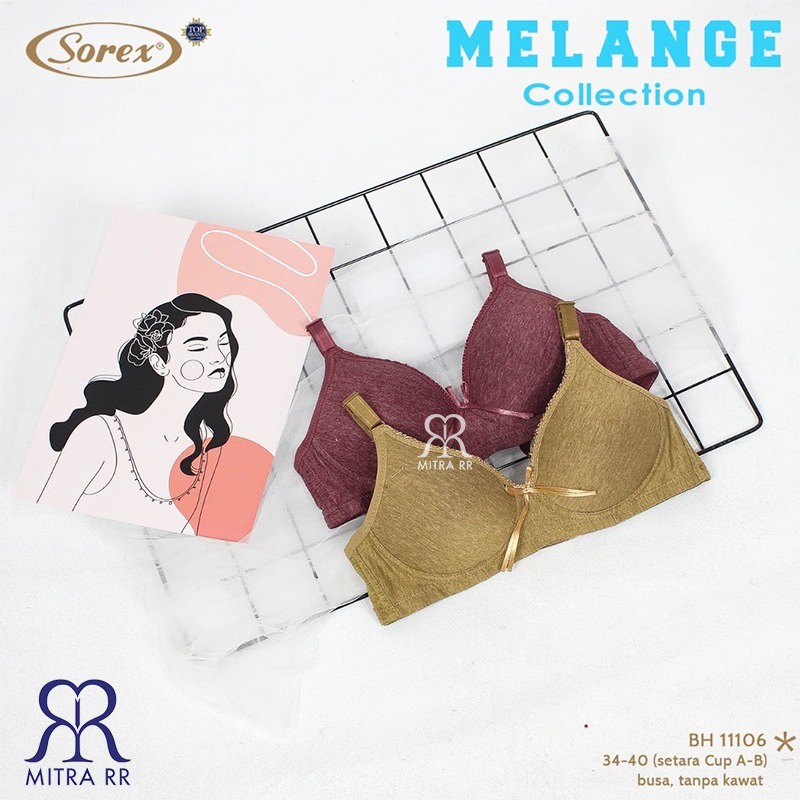 BH Sorex Melange Collections Bra Sorex 11106 Busa Sedang Tanpa Kawat Kait 2 setara Cup B Polos