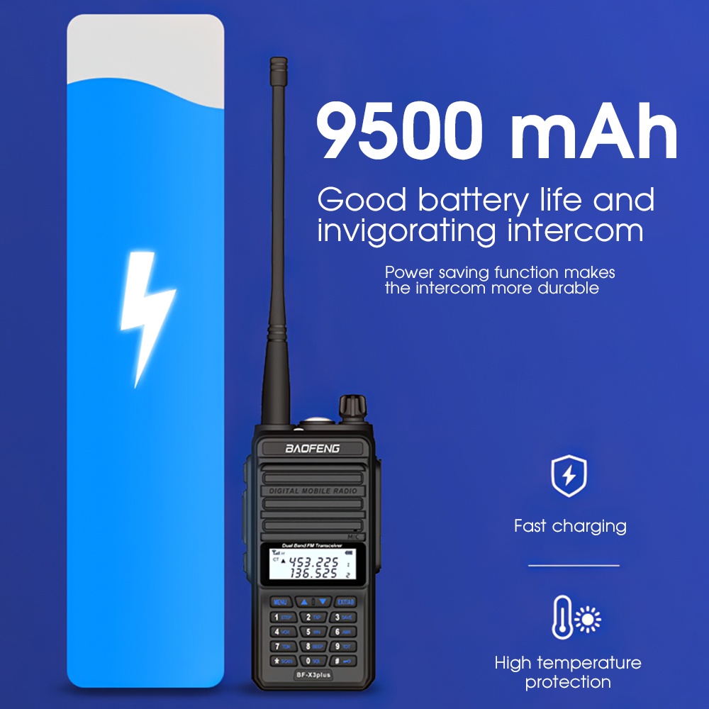 AKN88 - HT BF-X3 Plus Walkie Talkie Dual Band 128CH 18 Watt 9500 Mah