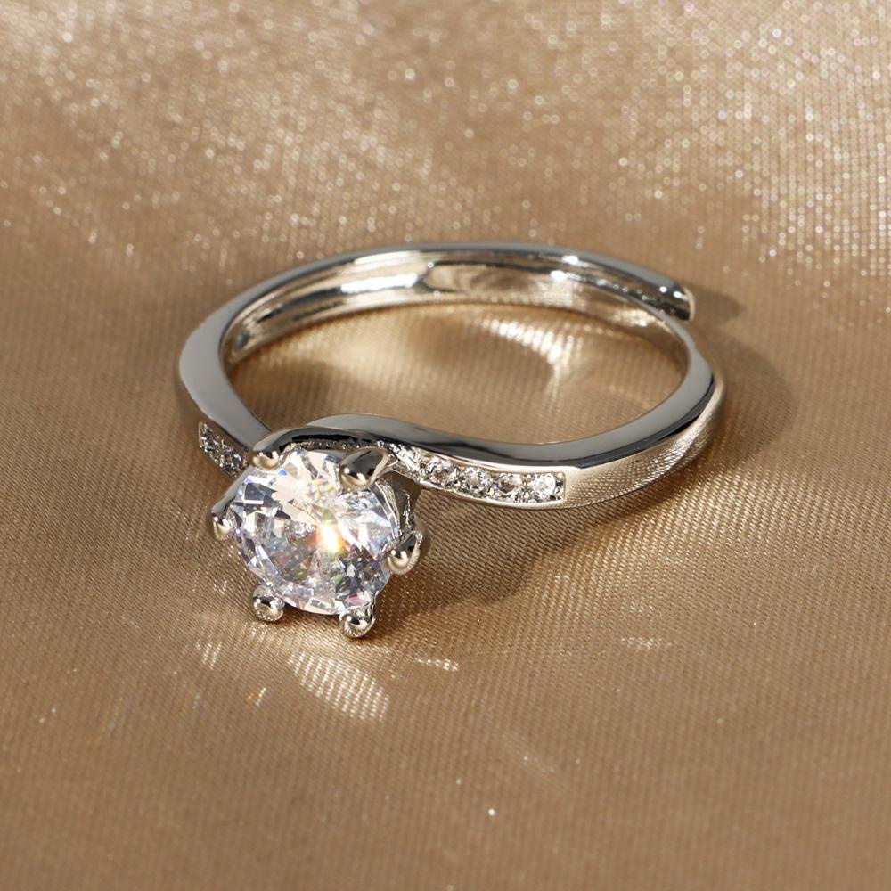 Cincin Berlian Nanas Shiny D Color Wedding Couple Open Ring